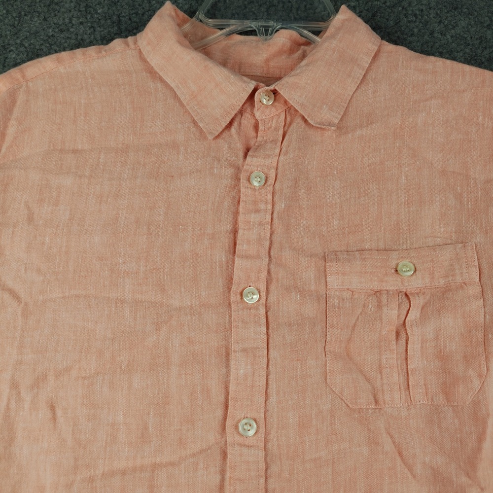 Murano Linen Shirt Mens XL Peach Orange Button Up Long Sleeve EUC